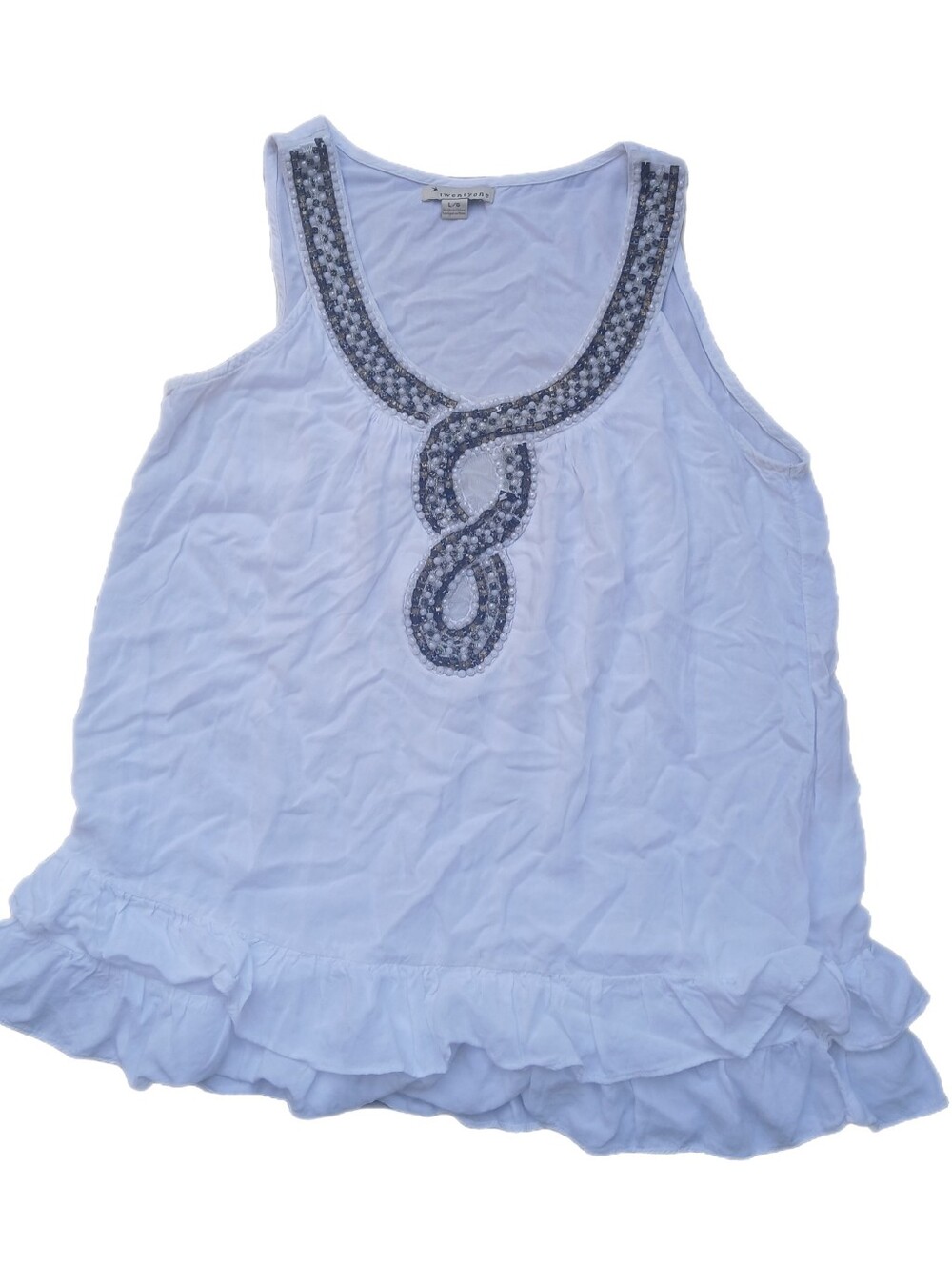 Vintage Y2k White Beaded Tunic Tank Top